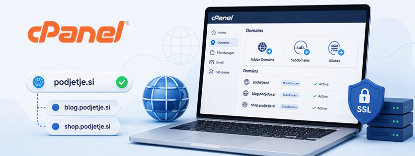 Domene in poddomene v cPanel: kako jih nastaviti?